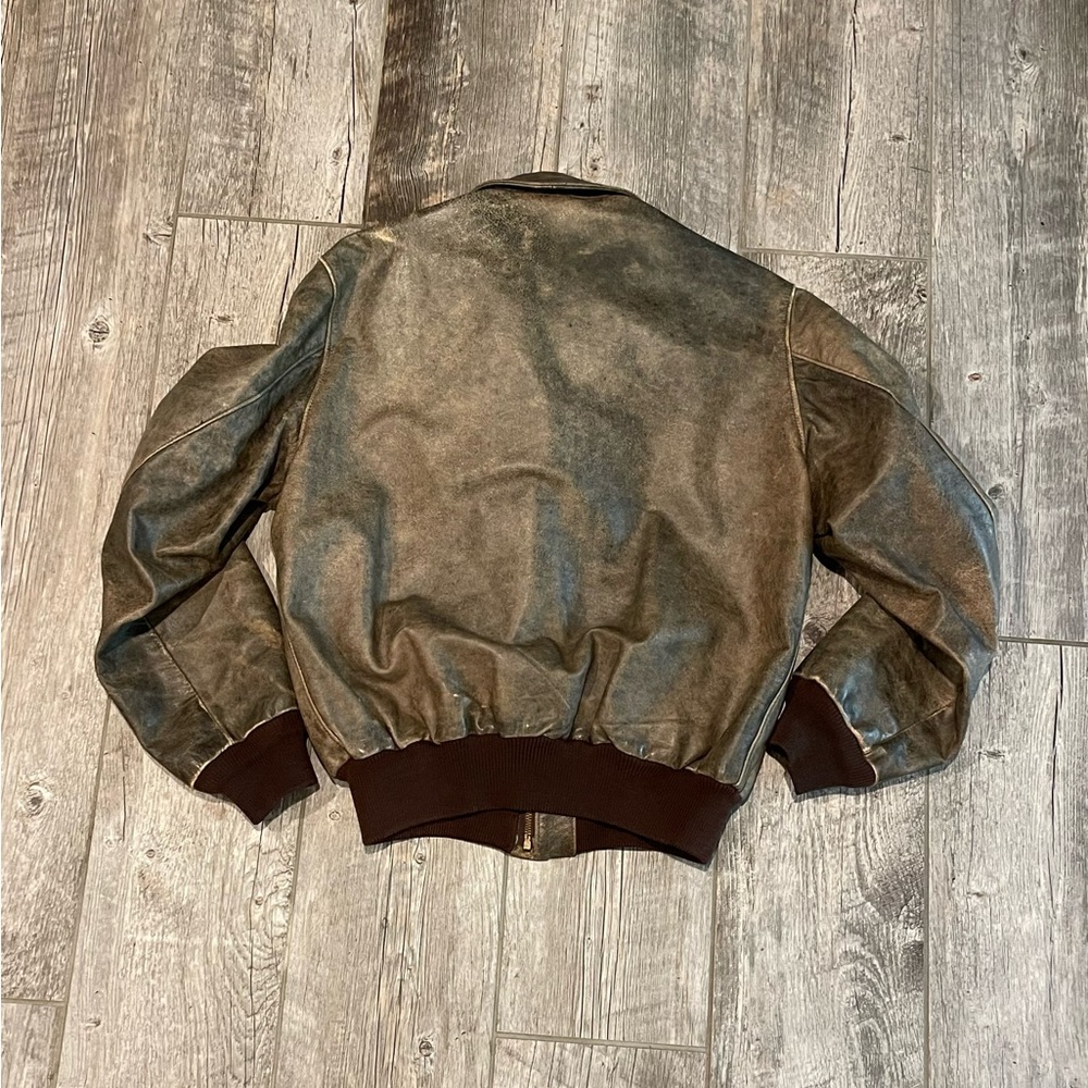 Banana Republic Distressed Leather Bomber Jacket - Picture 5 of 13